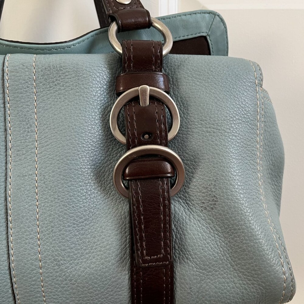 COACH ~ Blue/Brown F12334 Pebble Leather Chelsea Satchel w/ Silver Hardware - Picture 3 of 14